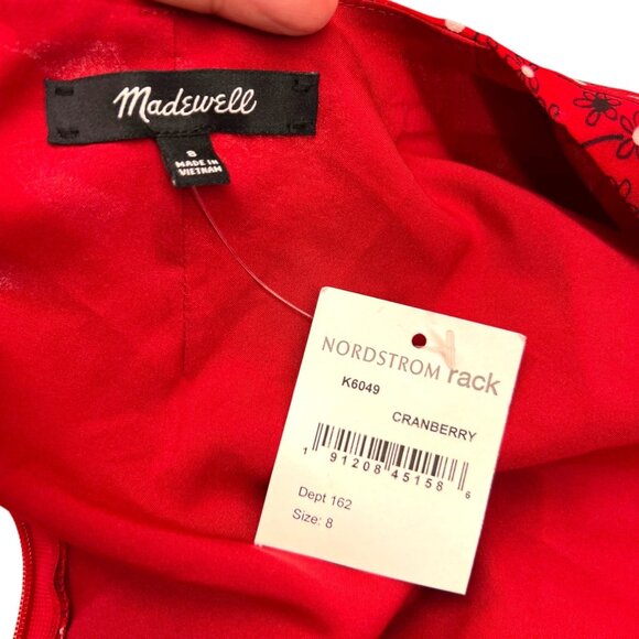 Madewell Hazelwood Wrap-Front Mini Dress Windswept Floral Red Size 8 NWT - Picture 10 of 13